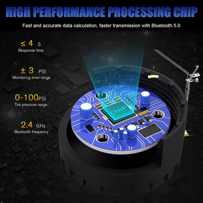 Android/IOS Tire Pressure Monitoring System Mobile Phone APP Display TPMS Bluetooth 5.0 External Car Tire Pressure Sensors
