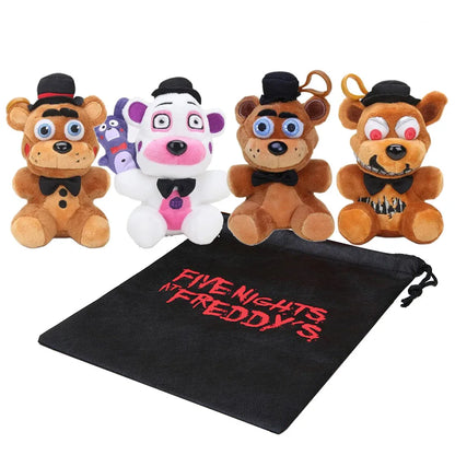 5Pcs Freddy Foxy Bonnie Chica Plush toys keychain Anime Plush pendant Stuffed Plushie Dolls Toys