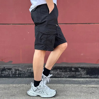 Mens Cargo Shorts Loose Solid Long Wide Half Short Pants for Men Baggy Bermuda Multi Pocket Harajuku Japanese Street Style Y2k