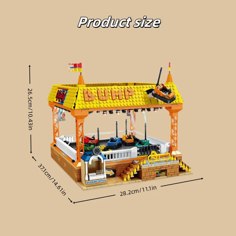 Creative Expert City Street Scene MOC JD037 Amusement Park Bumper Car Model Building Block Toy DIY Toy Festival Gift