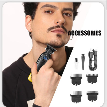 VGR V-996 Trimmer for Men DLC T-Blade LED Display Cordless USB Oil Head Professional Hair Clipper Finishing Machine Haircut