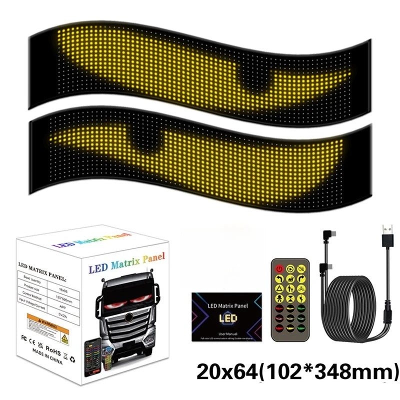 APP Remote Control Truck Devil Eye LED Pixel Panel Light 5V/2A DIY Custom Text Lighting Scrolling Foldable For Board Windshield