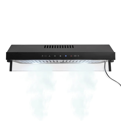 Under Cabinet Range Hood Wall Mount Dual Motor Kitchen Vent Hood Durable Stainless Steel And Acrylic Construction High Temperature Baking Paint Smart Touch Gesture Control Powerful 900CFM Suction Low Noise Kitchen Exhaust Fan