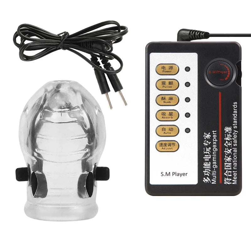 Estim Electric Shock Penis Ring Electro Trainer Massage Cup Chastity Penis Seelve Cockring For Men Dick Electrostimulation