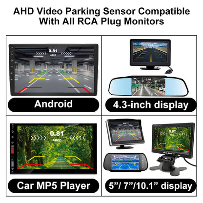 Factory CVBS AHD Video Parking Sensor 4-Probe Car Reverse Radar Buzzer Monitor Android System Supported