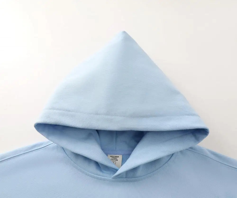 DIY Custom LOGO 450gsm Cotton French Terry Oversized Drop Shoulder Hoodie Men Grey Blue Street Wear Hip Hop Comfortable Hoodie