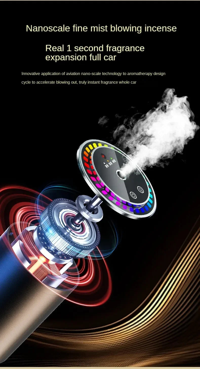 Car Aromatherapy Perfume with Automatic Spray Aluminum Alloy Metal Odor Remover with Colorful Star Ceiling Atmosphere Light