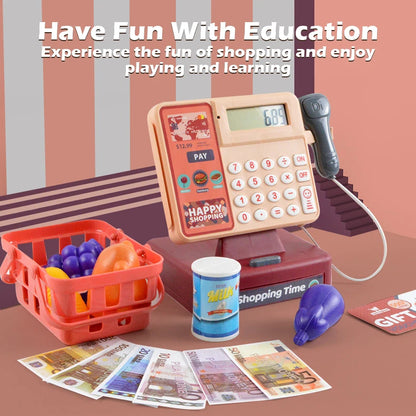 Supermarket Cash Register Game Pretend Play Toy Electric Puzzle Play Toy House Miniature Food Calculation Girl Toy Kids Gift