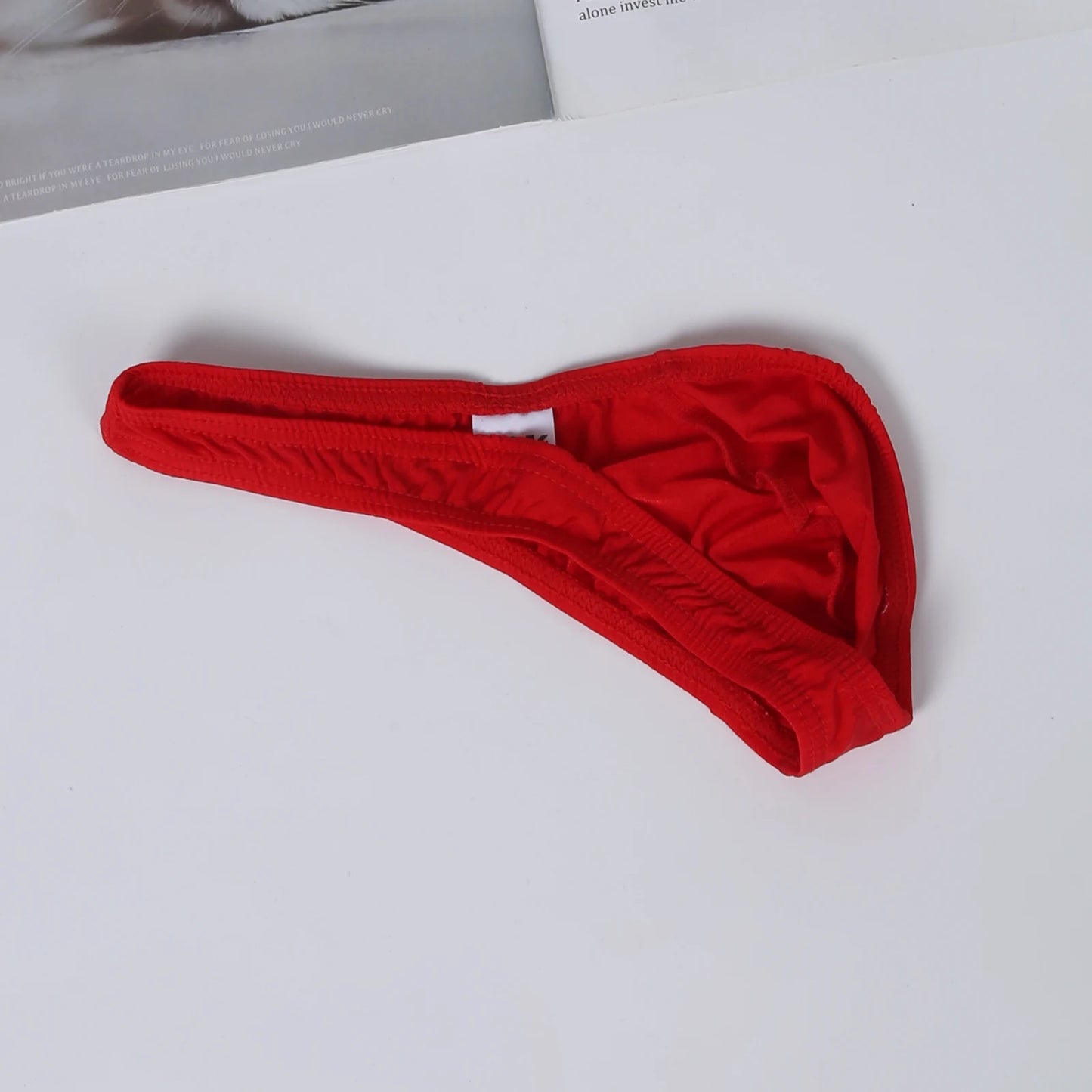 4Pcs Men's Sexy Lingerie Thong T-back Smooth Bikini G-Srting Soft Pouch Briefs Underwear Male One-Sided Underpants