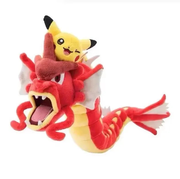 Pokemon Mega Dragonite Holding Dratini Sleeping Vaporeon Flareon Initial Pikachu Peluche Riding Gyarados Lapras Plush Doll