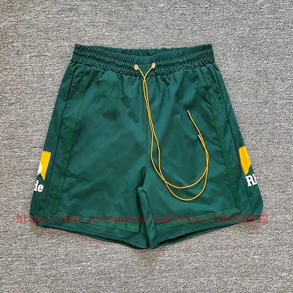 New Arrival RHUDE Print Casual Shorts Loose Street Shorts with Pockets Men's High Quality Shorts