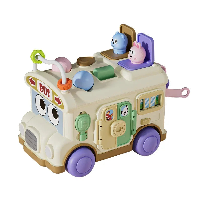 Montessori Educational Baby Busy Bus Toy Toddler Activity Fine Motor Skill Learning Travel Toys For Kids
