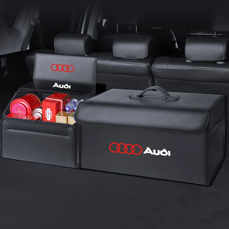 Car Trunk Collapsible Leather Tidying Stowing Box Accessories For Audi Sline A1 A3 A4 A5 A6 A7 A8 B8 B9 B6 C6 Q2 Q3 Q5 Q7 Q8 TT