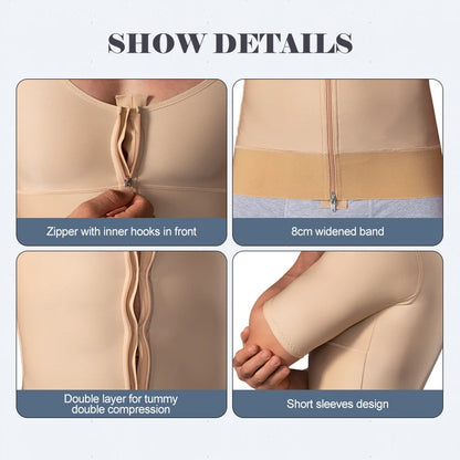Men's Slimming Body Shaper Vest with Tummy Control Short Sleeve Post-Op Surgery Gynecomastia Lipo Faja Shapewear Top