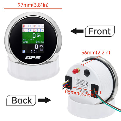 ZMFJH Digital 600KMH,MPH,Knots GPS Speedometer Gauge+Tachometer 9999RPM Fuel Level+Water Temp+Oil Pressure+Voltage Flash Alarm