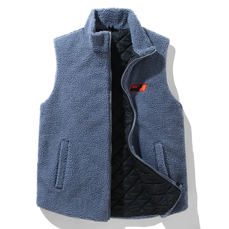 Winter Lambwool Vest Men 12XL Plus Size Vests Winter Thick Warm Vests Male Fashion Casual Sleeveless Jacket Big Size 12XL