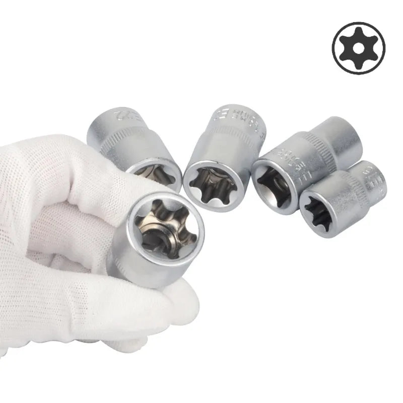 TRD For 34Pcs Torx Star Sockets & Bit Set Handheld Tool Male / Female E- Security Bits Drive Torque Star Socket with Blue Case