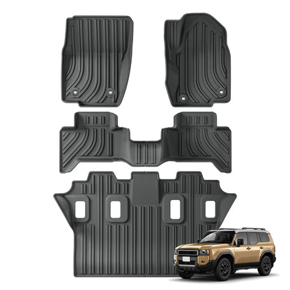 RHD for 2024 Toyota Land Cruiser Prado J250 7seat Fuel Only Fit Right Rudder Car Floor Mats Trunk Pad TPE 3D Foot Mat Black