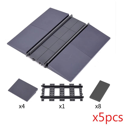 City Trains Flexible Tracks Forked Straight Curved Rails Switch Building Block Bricks High-Tech Creative Toys for kids gifts