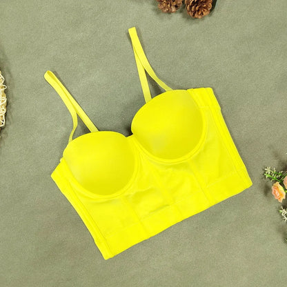 SXTHAENOO Summer 8 colors Fashion Mesh Push Up Bralet Women's Corset Simple Bustier Bra Night Club Party Sexy Cropped Top Vest