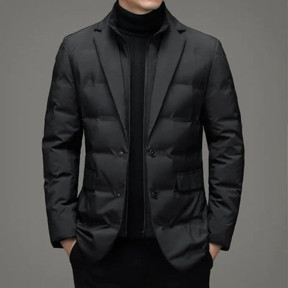 High Quality Men's Handsome down Jacket with Scarf Collar M-6XL Big plus Size for Middle-Aged Dad Fashionable Outerwear