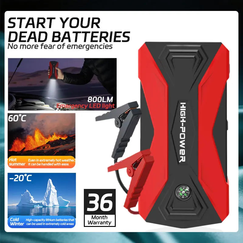 3000A Peak 29800mAh 12V Car Jump Starter Portable Power Bank with Smart Charger Auto Battery Booster for All Gas Diesel Vehicl.