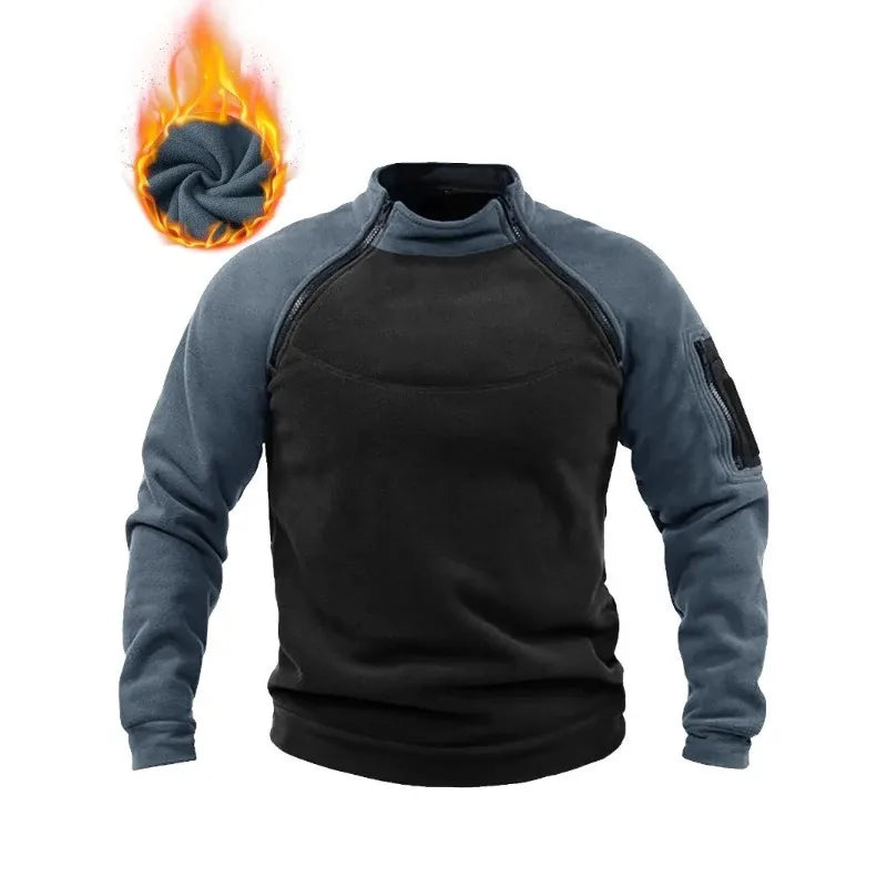Men's Tactical Fleece Zipper Pullover Windproof Thermal Military Outdoor Winter Warm Hiking Sweatshirts Combat Training Sweater