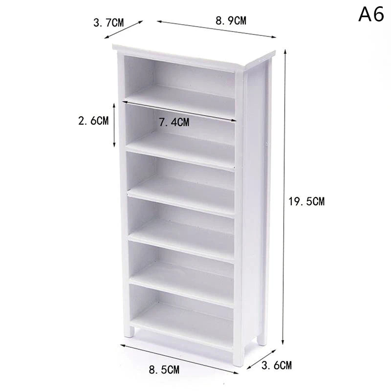 1Pcs Dollhouse Miniature furniture Bookcase Display Shelf Modern Style Wood Bookcase Doll House Toys