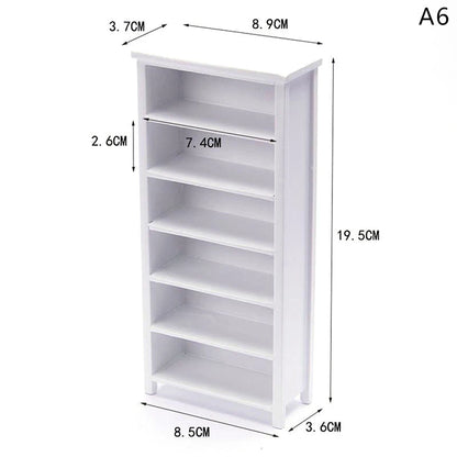 1Pcs Dollhouse Miniature furniture Bookcase Display Shelf Modern Style Wood Bookcase Doll House Toys