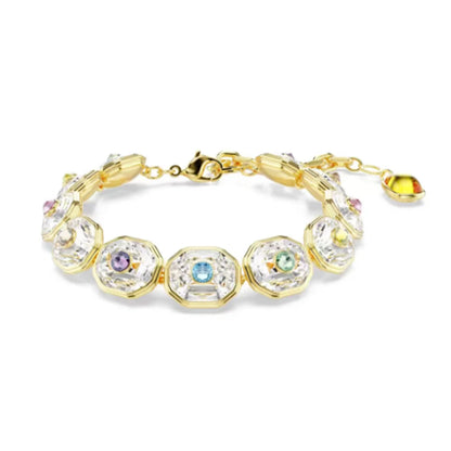New shoe imitation pearl colored mixed cut crystal inlaid teddy bear pendant exquisite romantic bracelet