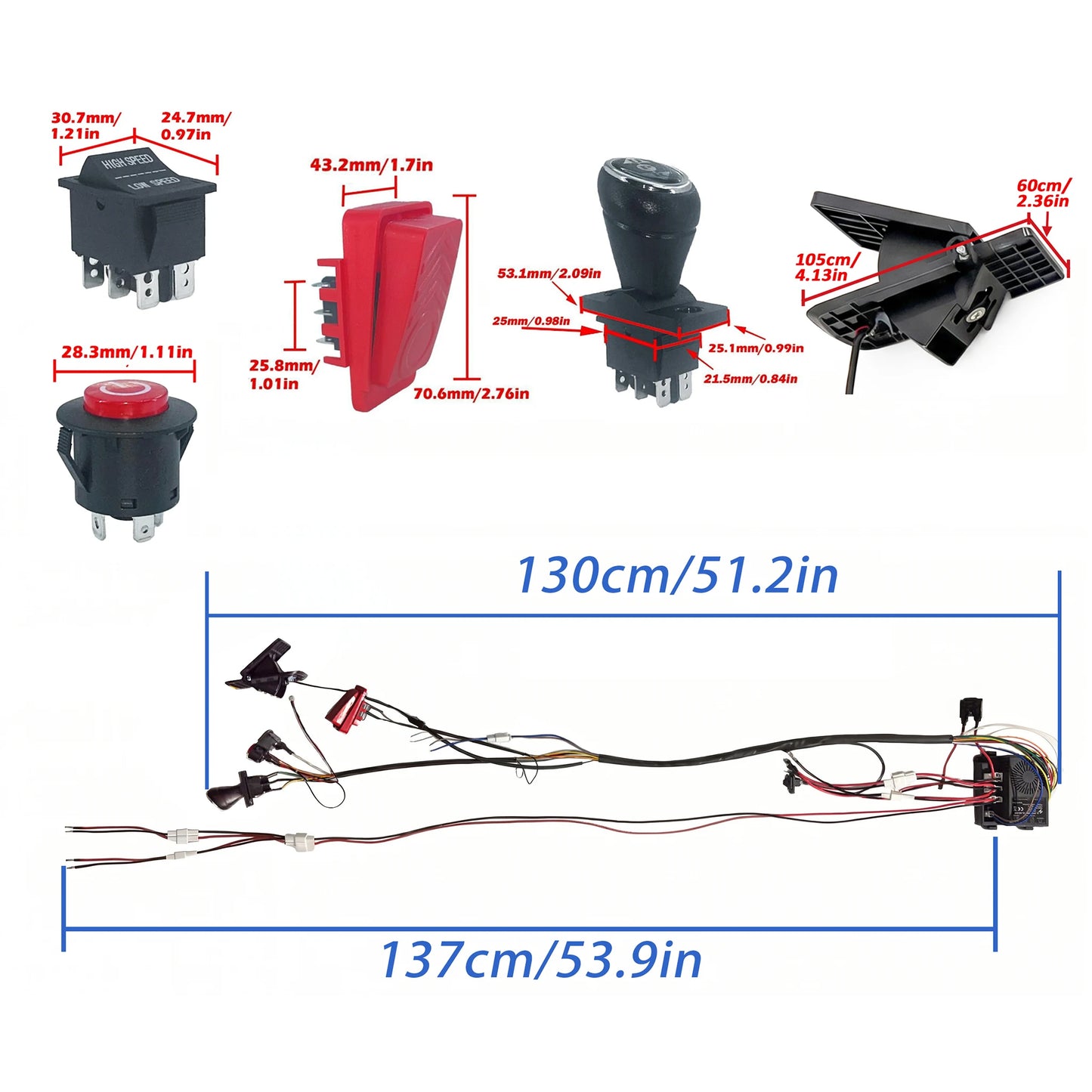 24V Speed Controller Kit Conversion Kit with Variable Speed Pedal and Brake and wires harness for Children Electric Car Upgrade