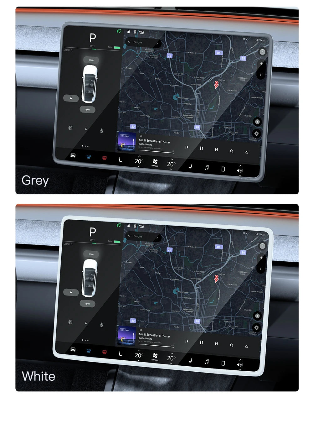 YZ For Tesla Model 3/Y/YL Juniper Highland 2026 TPU Protective Trim Internal rearview mirror Cover Central Control Navigation