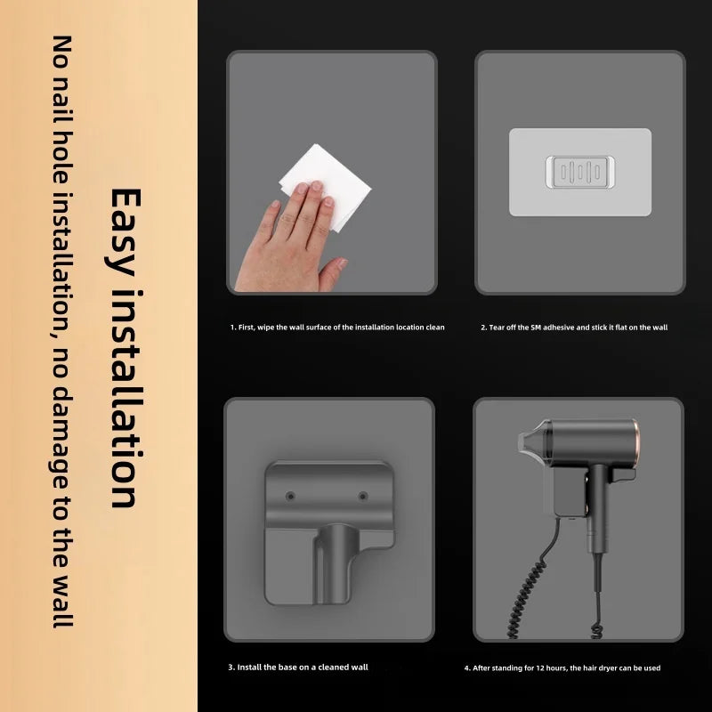 New Hotel And Guesthouse Specific Hair Dryer 1600w High-Power Quick Drying Hole Free Wall Mounted Household Hair Dryer Cylinder