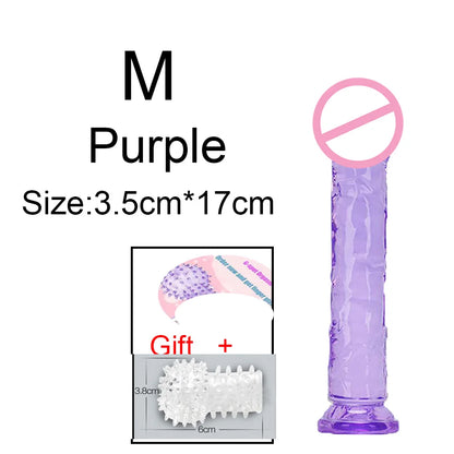 Cheap Women Erotic Anal 5 Colors Big Transparent Dildo Suction Cup Jelly Dick Sex Toys Soft Clitori Vaginal Masturbators Penis
