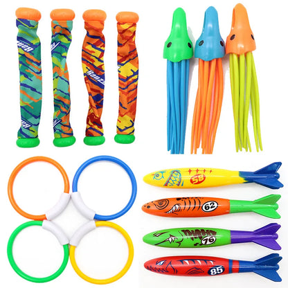Summer Swimming Diving Toys Set Pool Swim Ring Water Sports Play Game Diving Stick Underwater Accessories Grabbing Toys for Kid