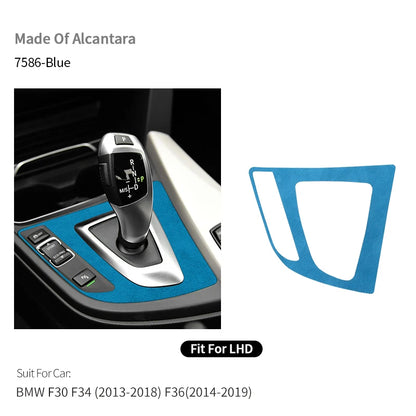 For BMW F30 F34 F36 Gear Shift Control Panel Trim Frame Decorative Sticker Made of Alcantara Car Interior Tuning Accessories