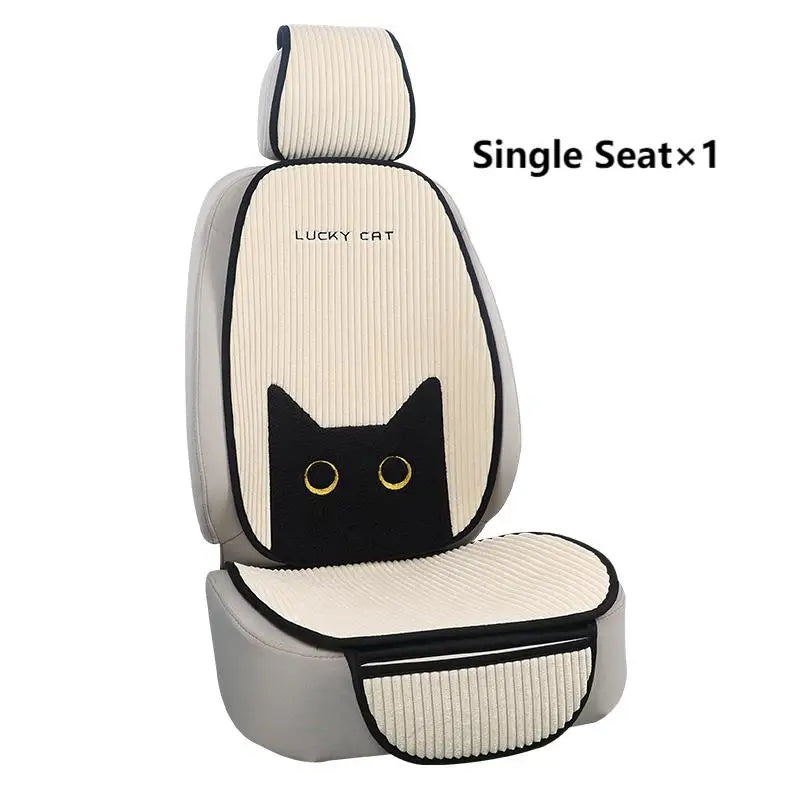 Lucky Kitten car seat covers, Corduroy Seat Cushion with Storage Bag Suitable for More Than 95% Car Models Trucks, Sedans SUVs