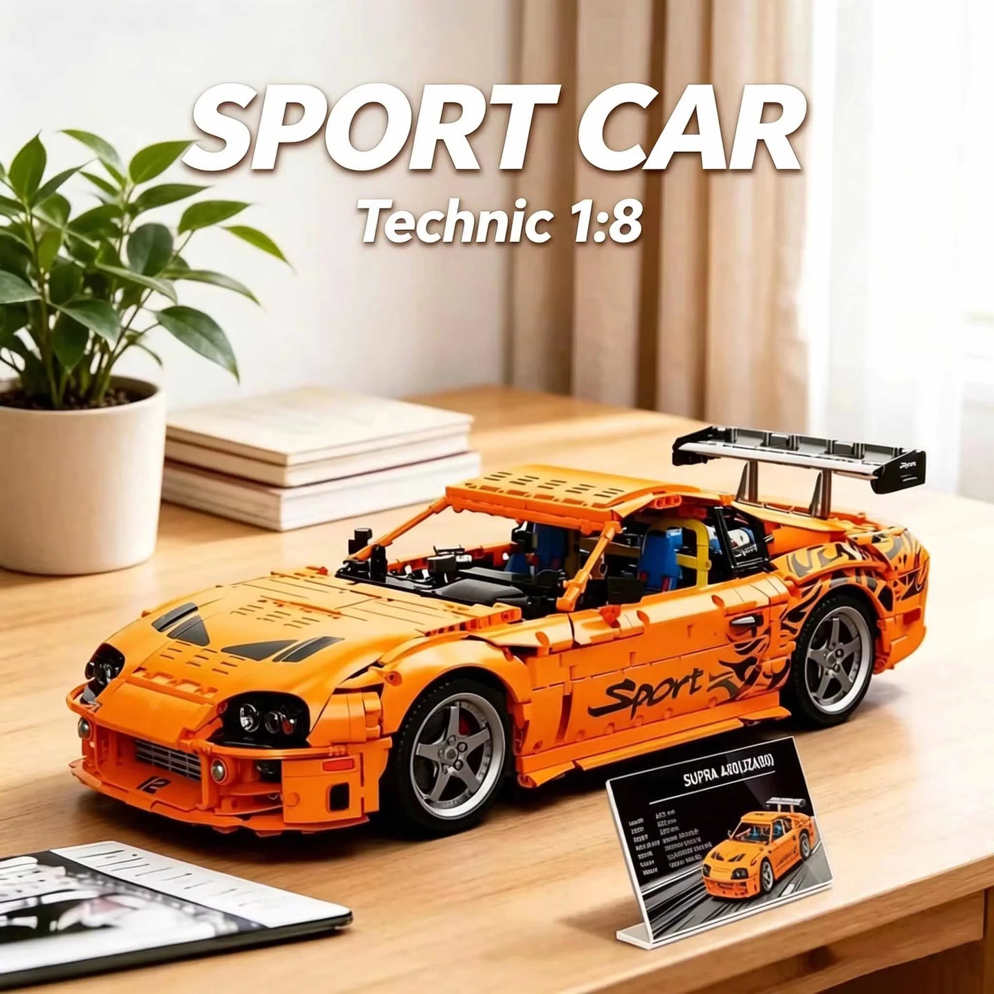 1:8 4508Pcs Classic Super Sports Car Building Blocks A80 Racing Car Model Bricks Desktop Ornament Toys Adult Gifts Boys