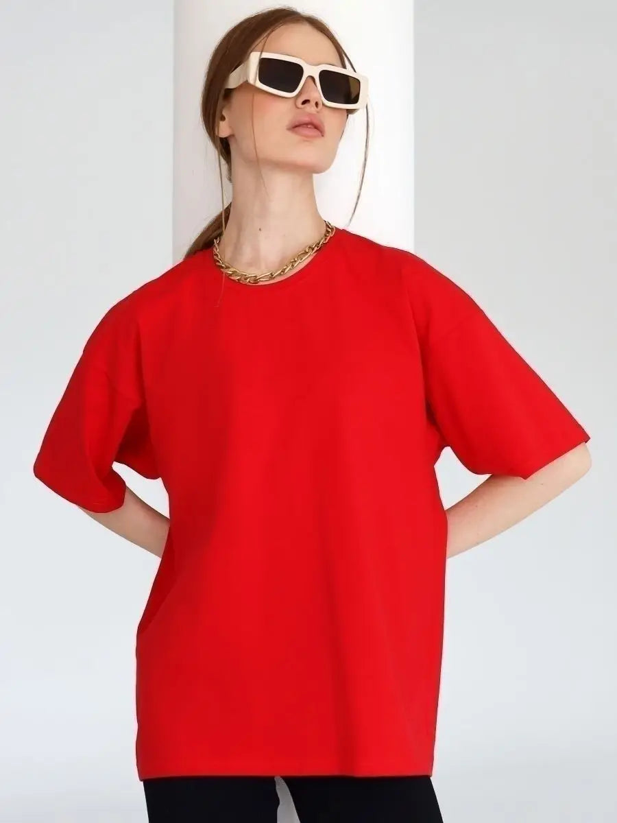 Bornladies 2025 Women's Summer 100% Cotton T-shirt Bottoming Basic Fashionable Solid Lady Short Sleeve Loose Tops Shirts