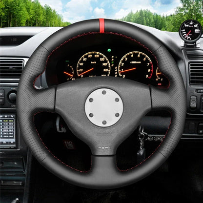 Black Faux Leather Car Steering Wheel Cover for Mitsubishi Lancer Evolution EVO VI 6 V 5 IV 4 1996-2000