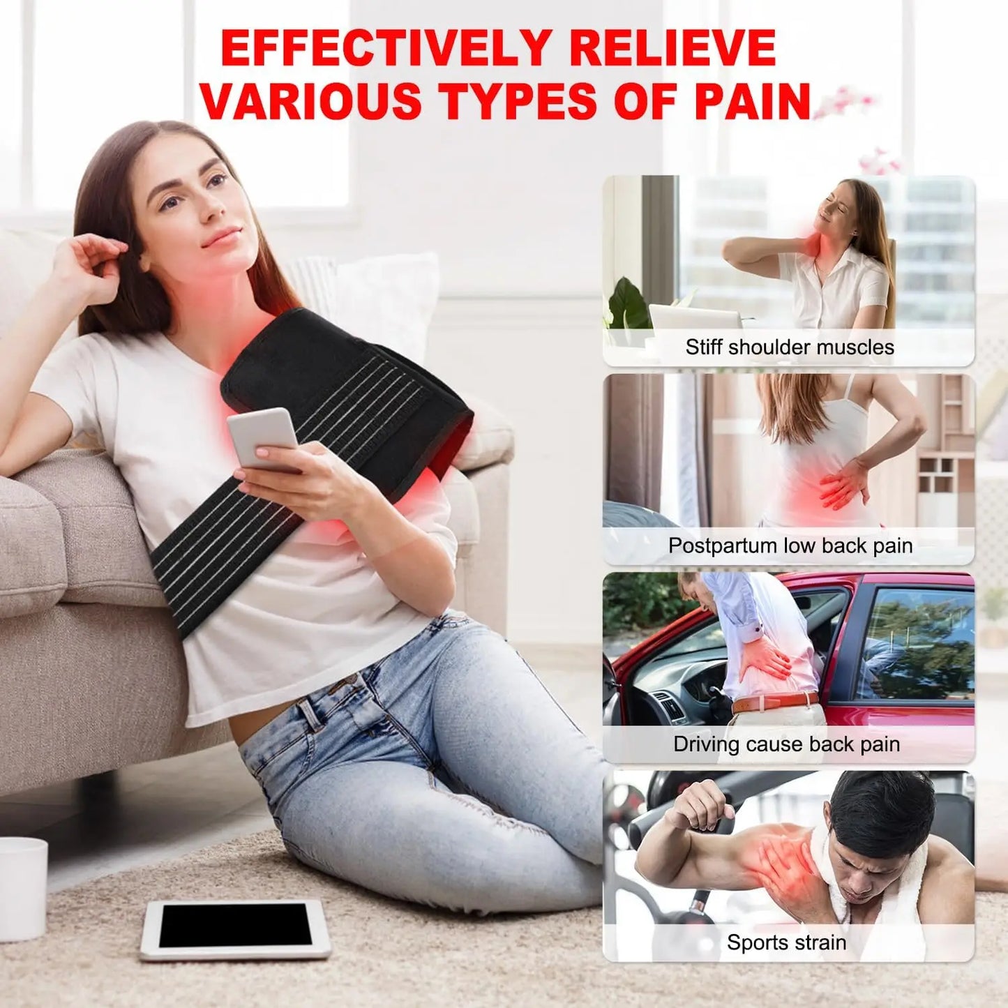 Red Light Therapy Pad Wearable 660&850 nm Infrared Light Therapy Mat Devices Large Wrap Belt for Body Joint Muscle Pain Relief