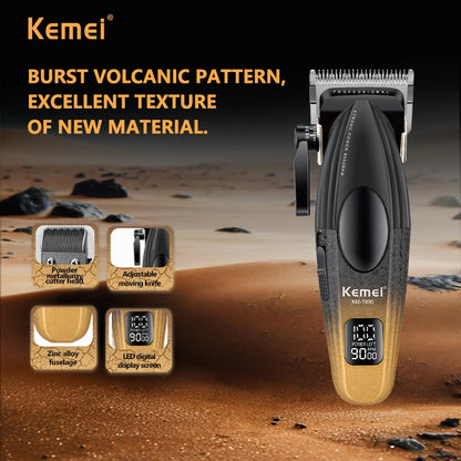 KEMEI Professional Electric Hair Clipper 9000 RPM Rechargeable Metal Hair Trimmer Adjustable Men's Haircut Tool KM-1890