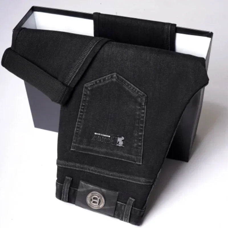 Autumn Winter Men's High-quality Slim Straight-leg Jeans Light Bussiness Casual Fashion Slimming Comfortable Style Male Trousers