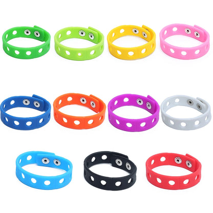 9/11/20pcs Random Color Silicone Bracelet Wristbands 18CM With Shoe Buckle PVC Shoe Accessories Shoes charms Kid birthday Gifts