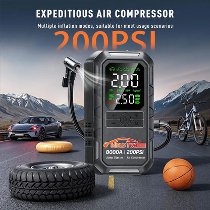 Car Jump Starter with Air Pump Starter 150PSI Digital Tire Inflator Car Battery Jump Starter With Air Compressor