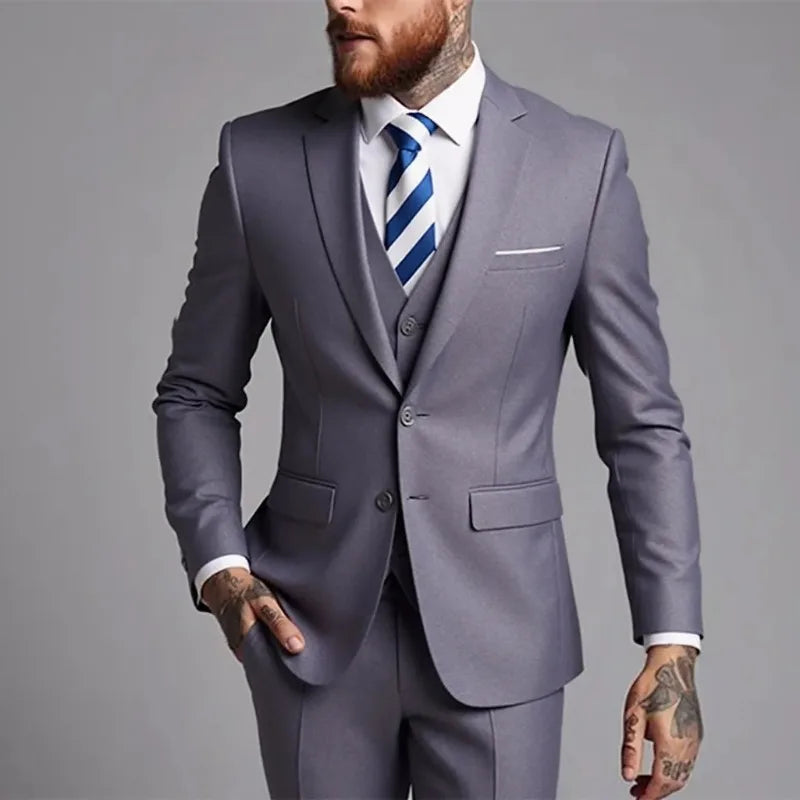Four Seasons Single Breasted Business Suit for Men Stylish and Comfortable Office Wear