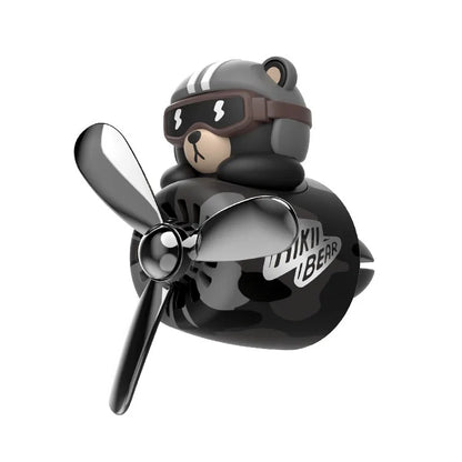 Rotating Propeller Pilot Bear Car Air Freshener - Vent Outlet Decoration & Fragrance Diffuser Ornament for Men