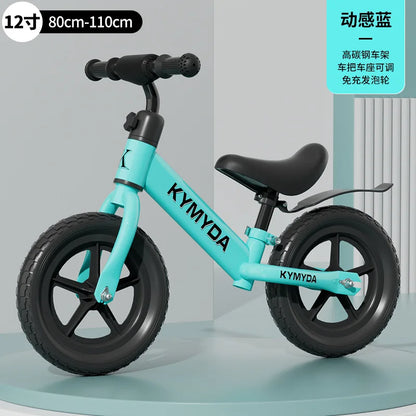 KYMIDA Balance Bike No Pedal Gliding Bike Adjustable Height High Carbon Steel Frame Integrated Hub Solid Tires Outdoor Sport