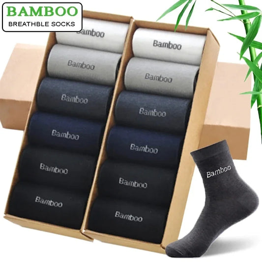 10 Pairs/Lot Men's Bamboo Crew Socks Comfortable Breathable Casual Business Socks High Quality Brand Guarantee Male Gift Set