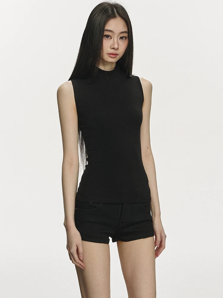 Yedinas Black Back Sheer Summer Tank Tops Sexy Sleeveless Tees Original Design Tanks Slim Korean Fashion Chic 2000s Clothes Y2k